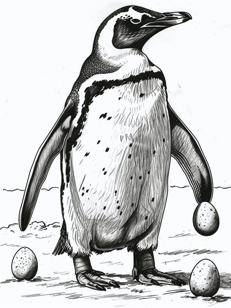 Emperor Penguin Balancing Eggs 1