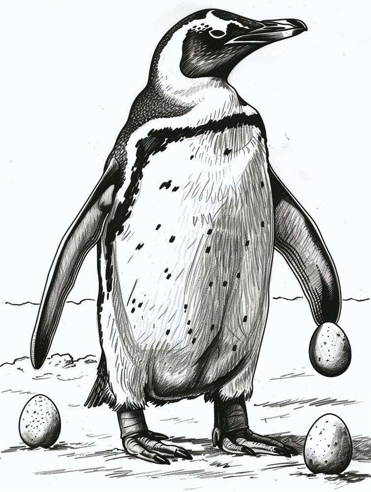 Emperor Penguin Balancing Eggs 1