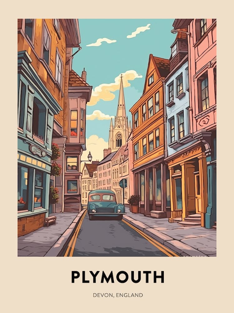 Devon Vintage Travel Poster Plymouth 2