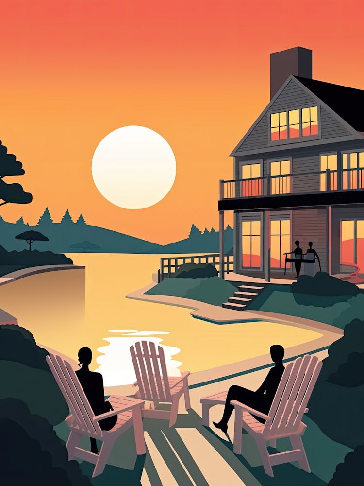 The Hamptons New York, Usa, Graphic Illustration 2
