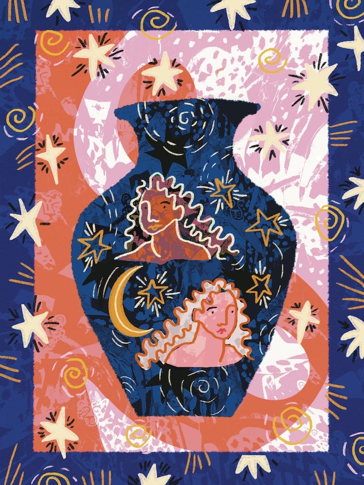 Gemini Zodiac Illustration