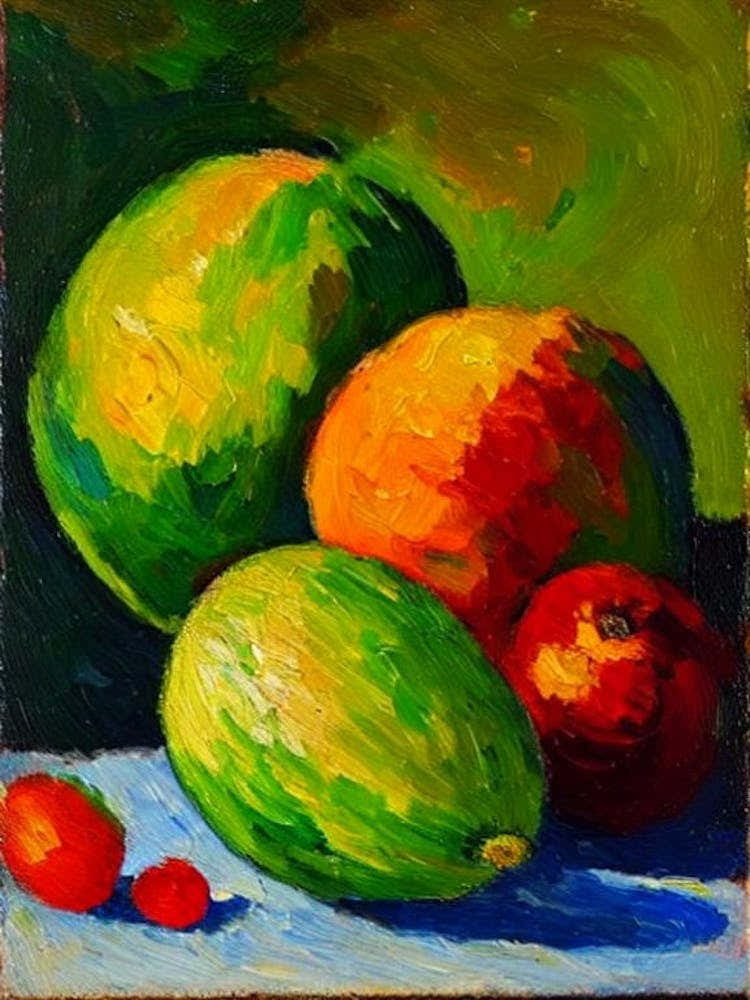 Melon Fruit Vibrant Matisse Inspired Painting Fruit