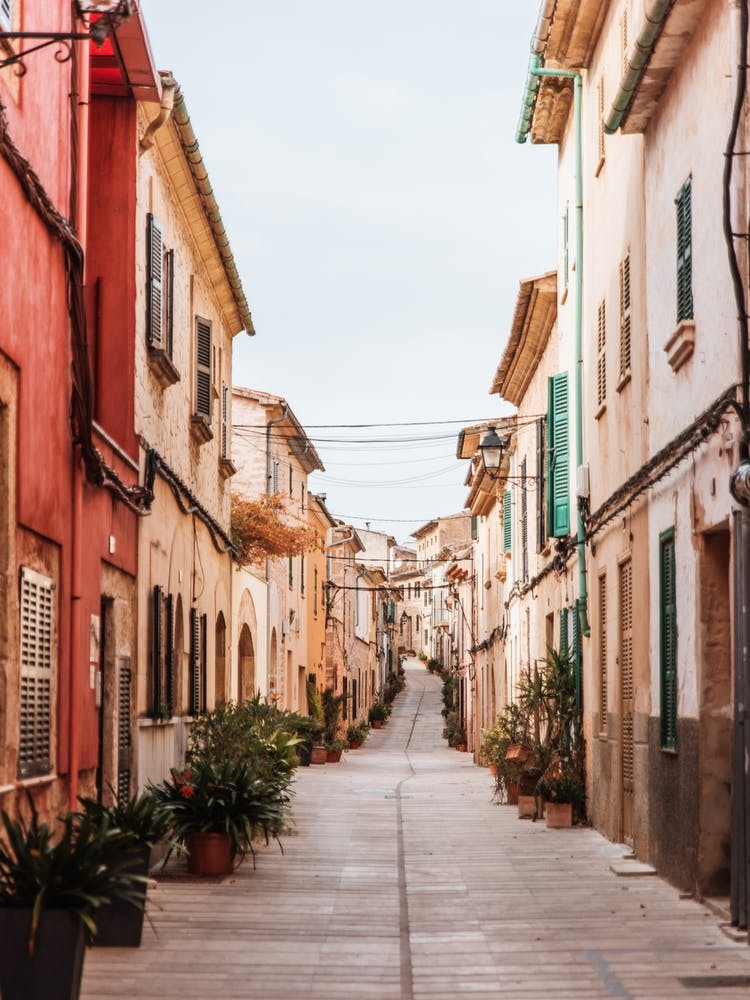Alcudia Mallorca Street - typical Spanish street and architecture