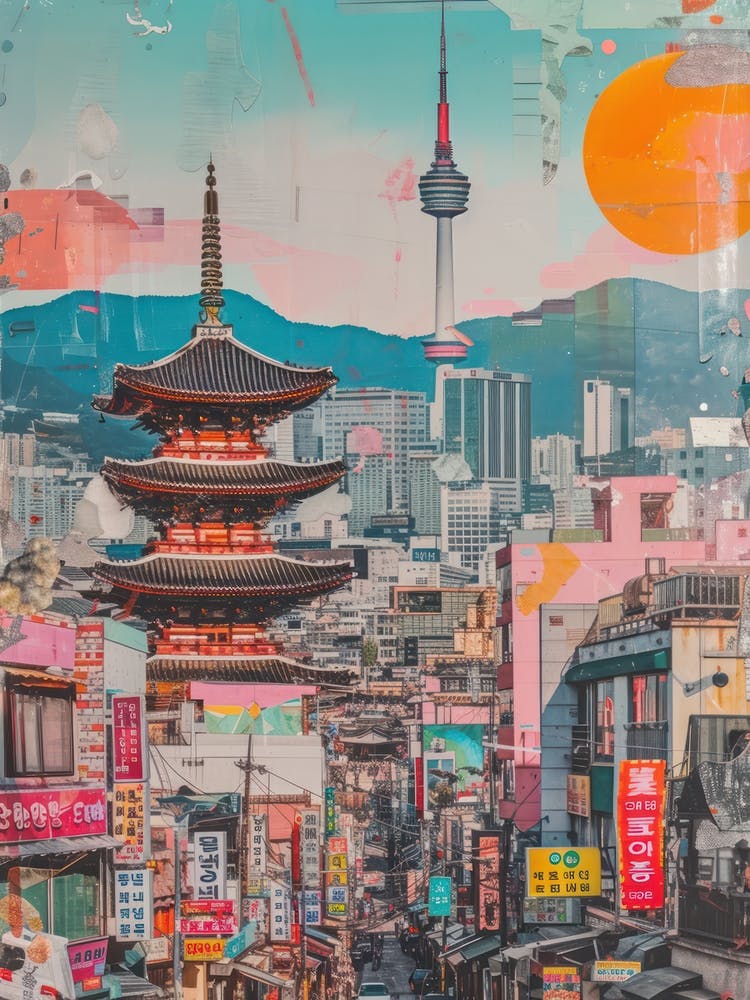 Seoul   Retro Collage Style 2