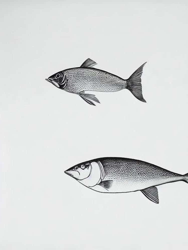 Flying Fish Black & White Drawing