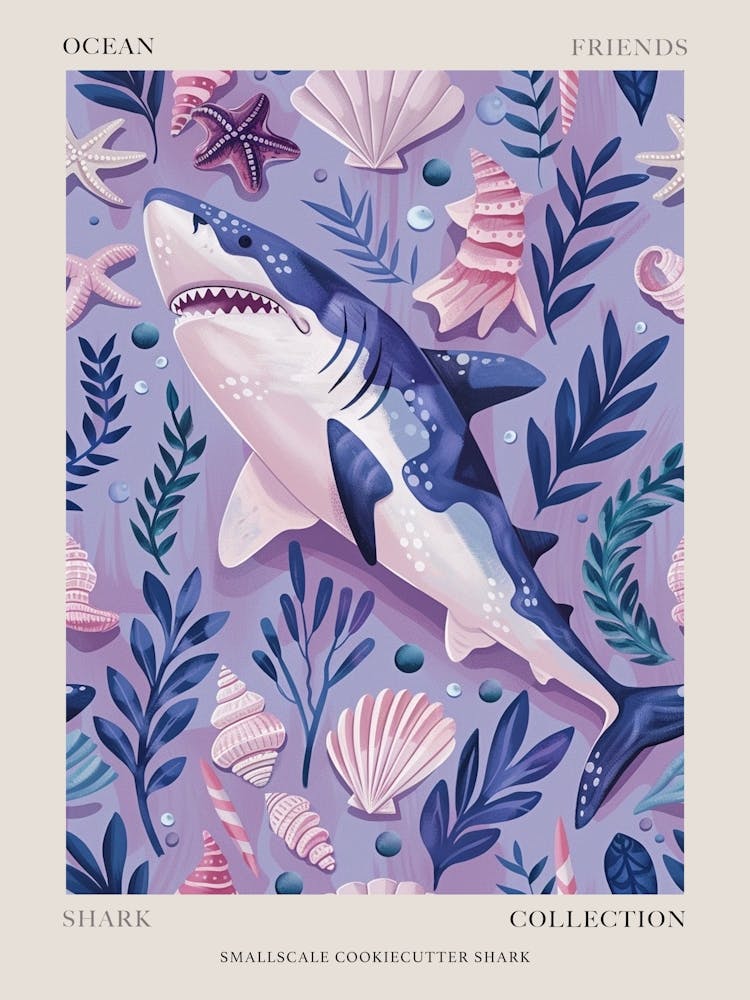 Purple Smallscale Cookiecutter Shark Pattern Poster