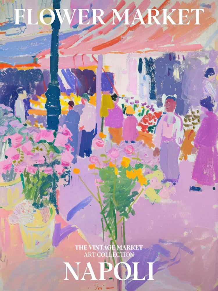 Vintage Flower Market Painting Napoli
