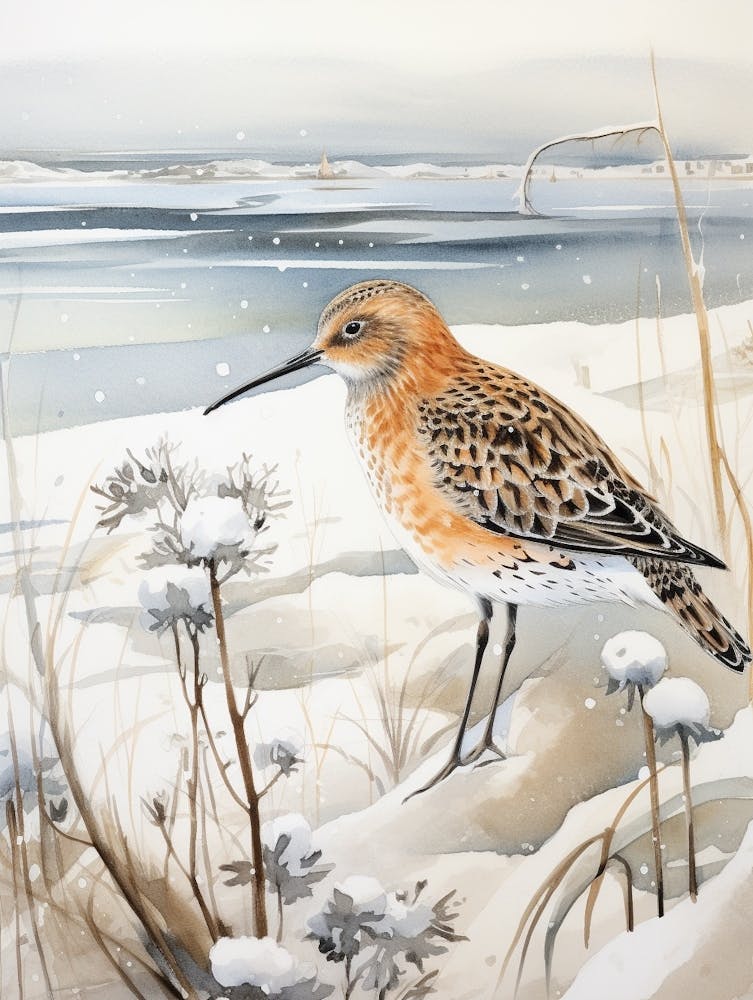 Winter Bird Painting Dunlin 1