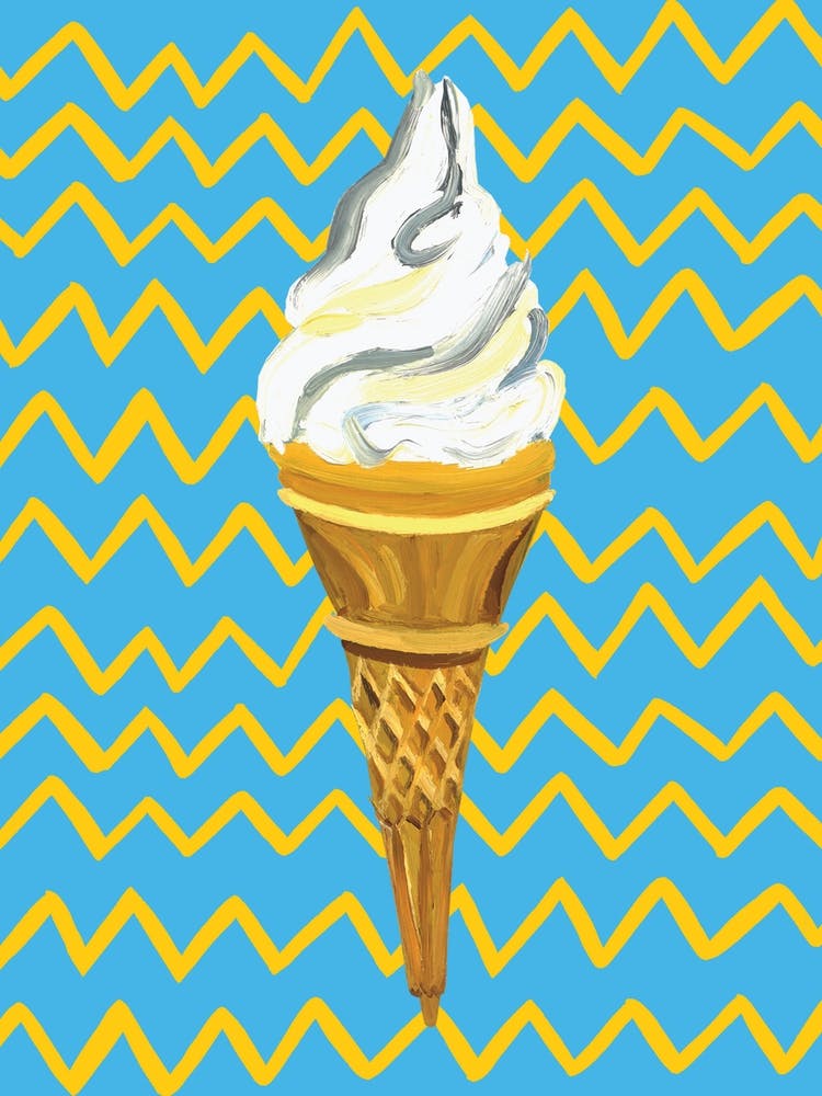 Ice Cream Blue Zigzag