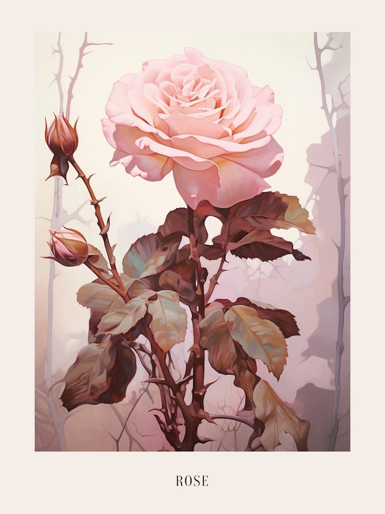 Floral Illustration Rose 5 Poster