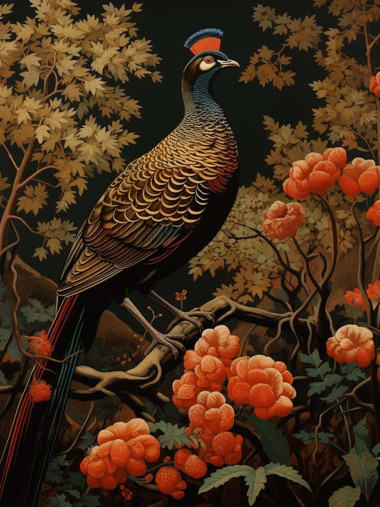 Dark And Moody Botanical Pheasant 6