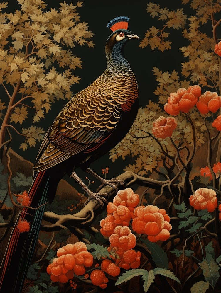 Dark And Moody Botanical Pheasant 6