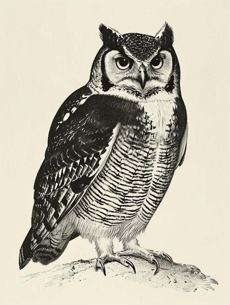 Northern Hawk Owl Vintage Illustration 3