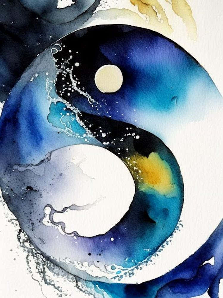Close Up Ying And Yang Watercolour