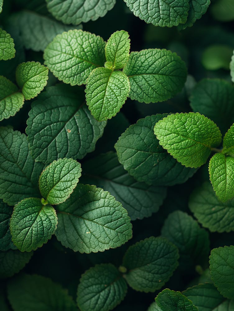 Close Up Of Mint Leaves