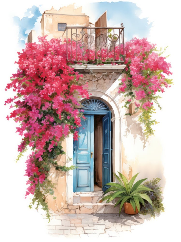 Dubrovnik, Croatia   Mediterranean Doors Watercolour Painting 1