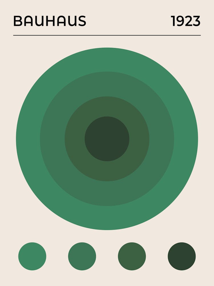Bauhaus Green Circles, vintage, retro, geometric, European, mid century, art, modern, colorful, summer, aesthetic, abstract Design
