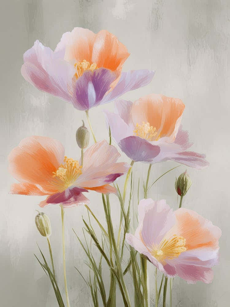 Crocus Flowers Acrylic Painting In Pastel Colours 3