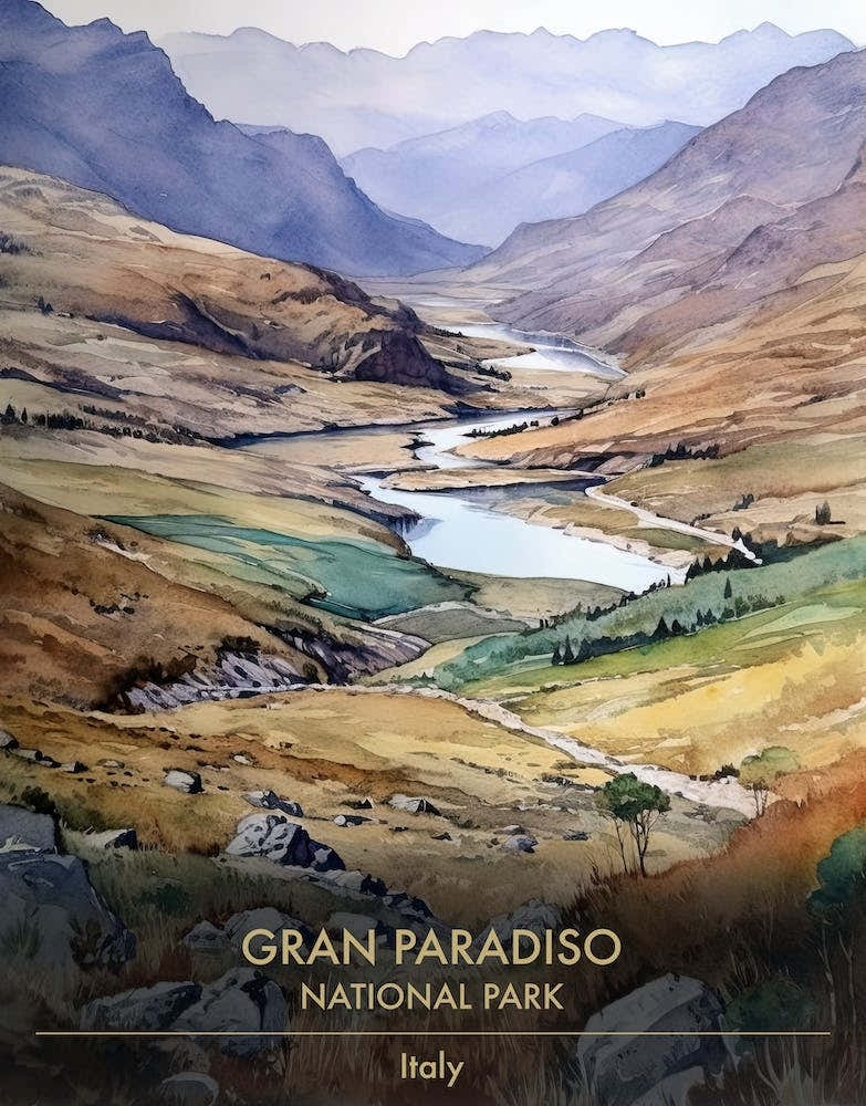 Gran Paradiso National Park Italy Watercolour 4