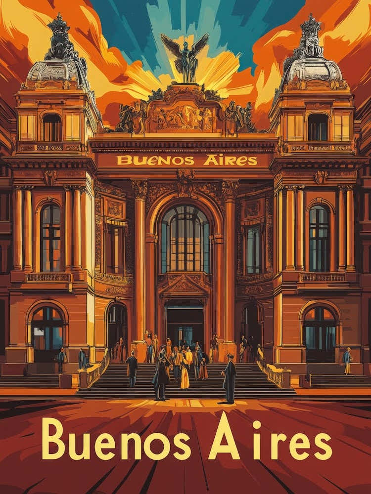 Aihrgdesign A Retro Travel Poster For Buenos Aires Featuring 1