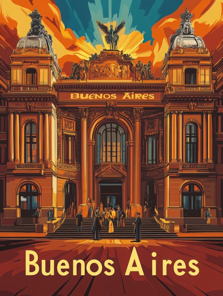 Aihrgdesign A Retro Travel Poster For Buenos Aires Featuring 1