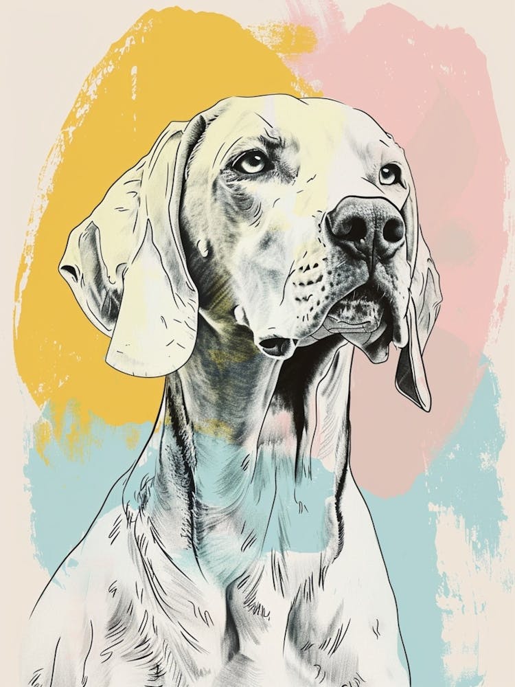 Weimaraner Dog Pastel Line Watercolour Illustration 4