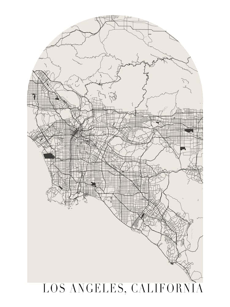 Los Angeles California Boho Minimal Arch Street Map 1