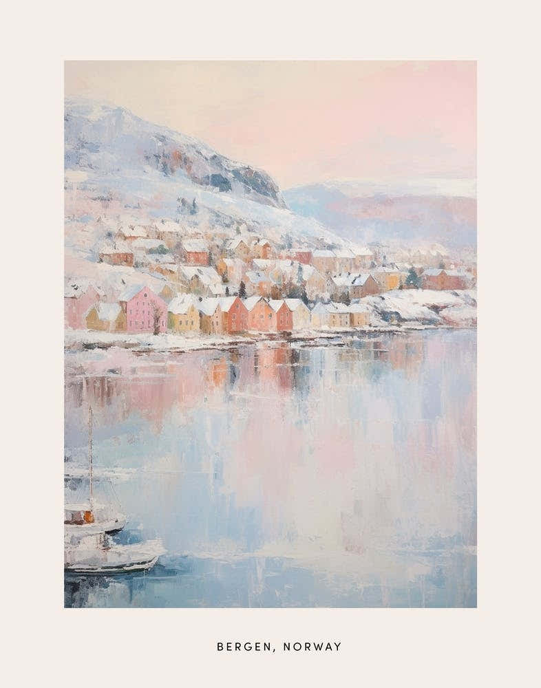 Dreamy Winter Painting Poster Bergen Norway 2