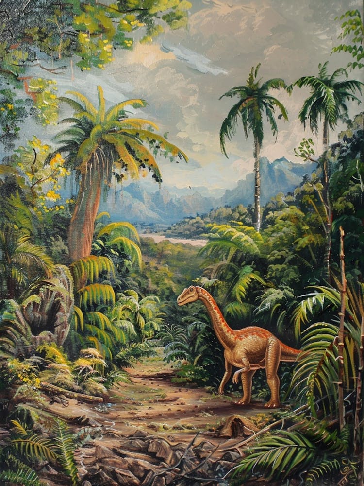 Dinosaur In The Jungle Painting 3