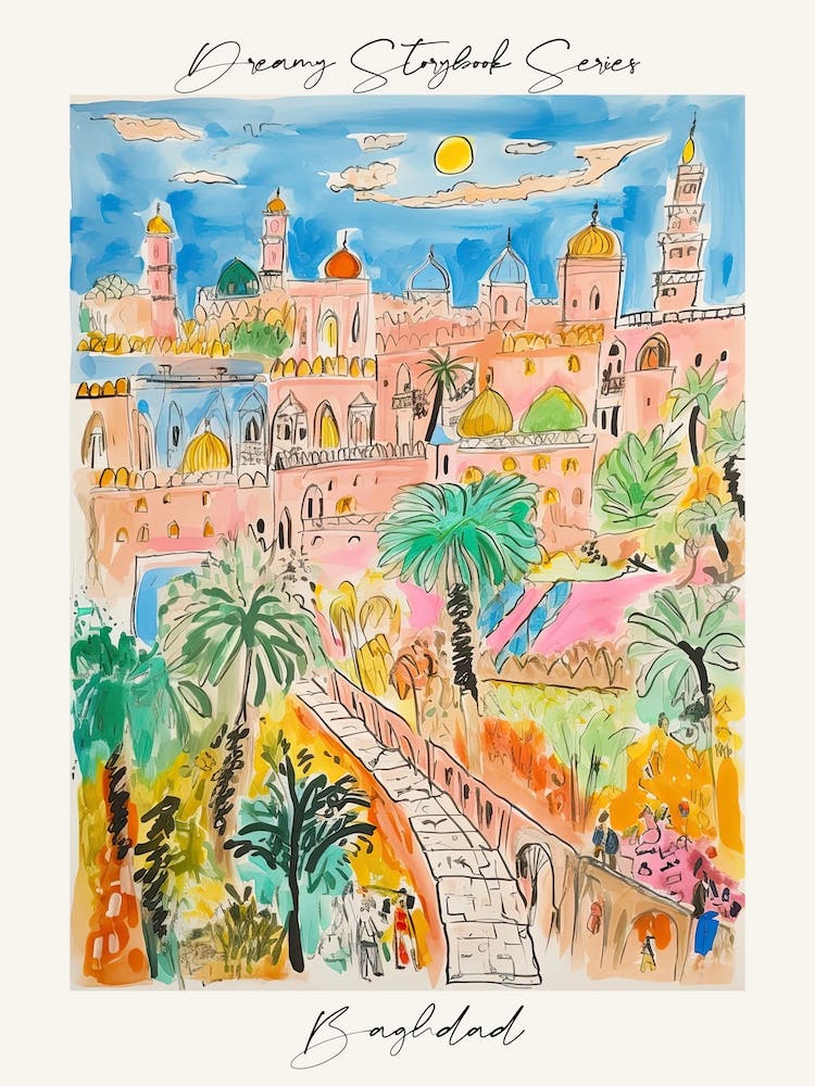 Poster Of Baghdad, Dreamy Storybook Illustration 4
