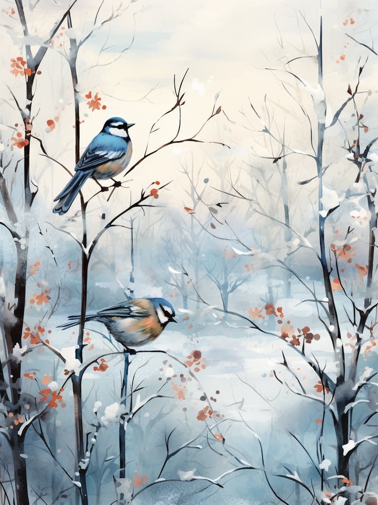 Birds Perching In A Tree Winter 3