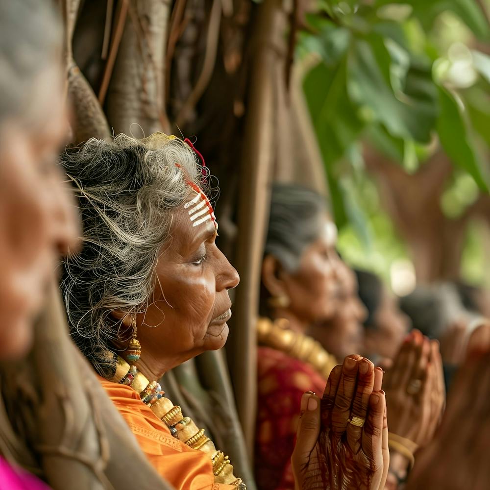 Women Praying In A Temple