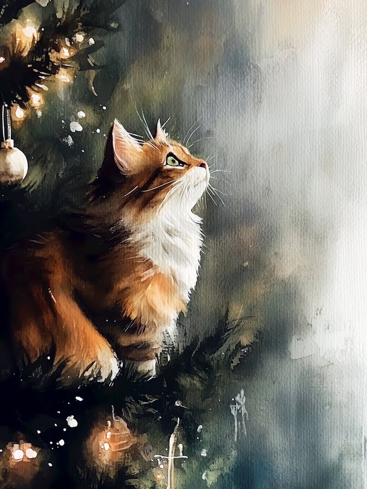 Christmas Cat Painting 2
