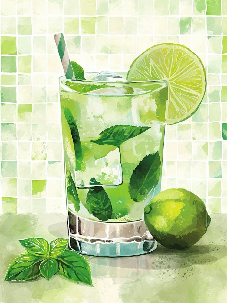 Mojito Watercolour Inspired 4