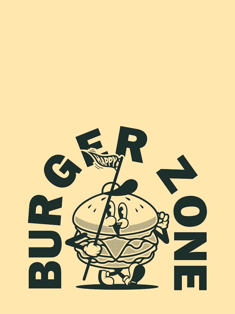 Retro Wall Art Burger Zone Retro Cartoon Printable Art Retro Vintage Wall Art Apartment Decor Trendy Retro Poster