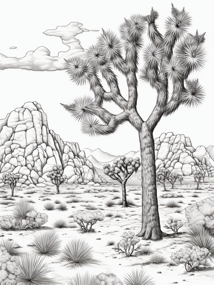 Detailed Drawing Of A Joshua Trees 1