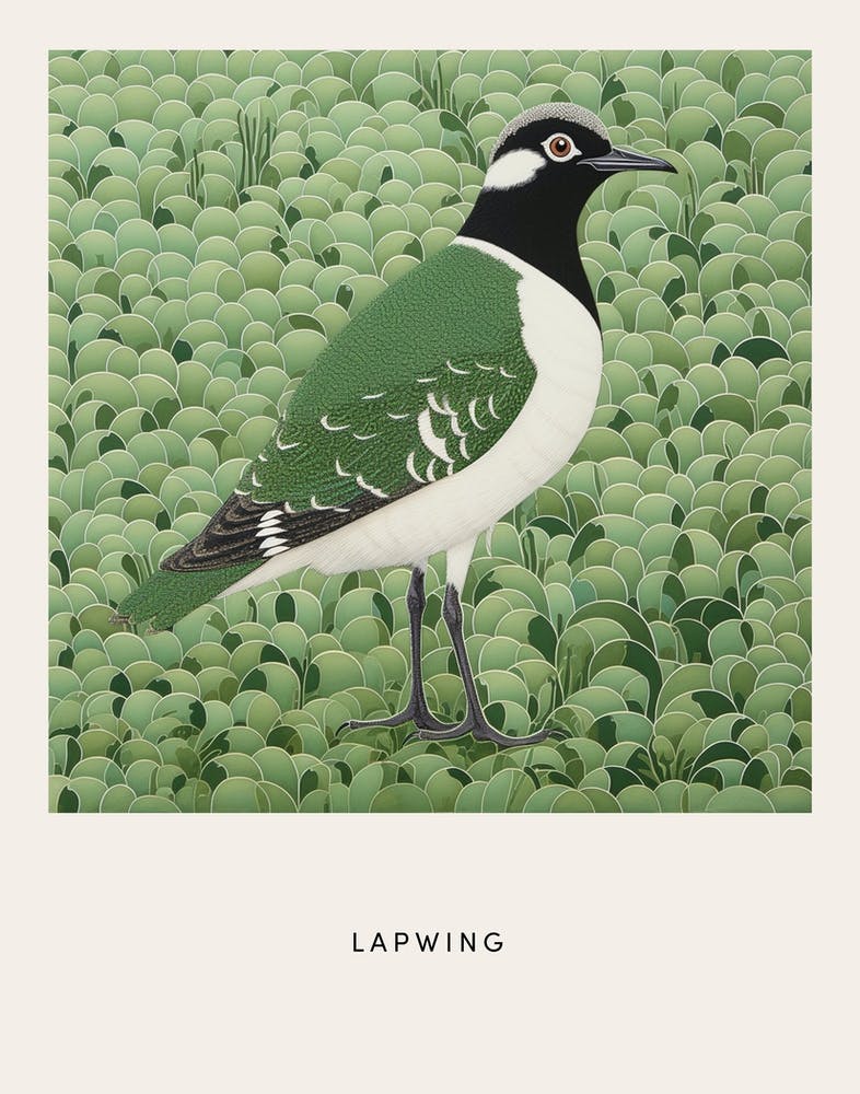 Ohara Koson Inspired Bird Painting Lapwing 2 Poster