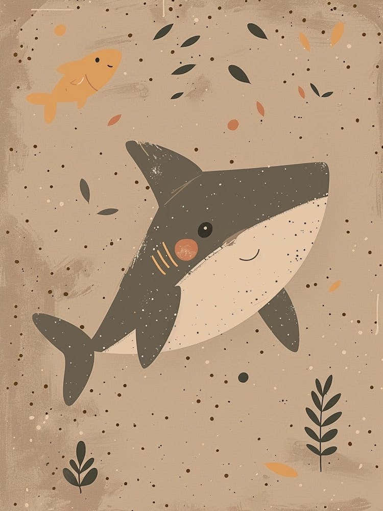 Cute Shark Beige Background 2