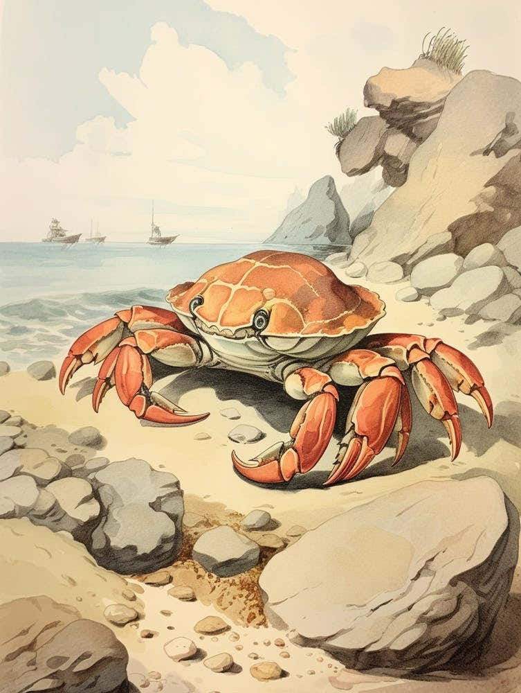 Storybook Animal Watercolour Crab 2