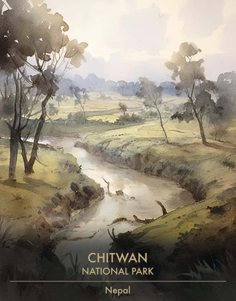 Chitwan National Park Nepal Watercolour 3
