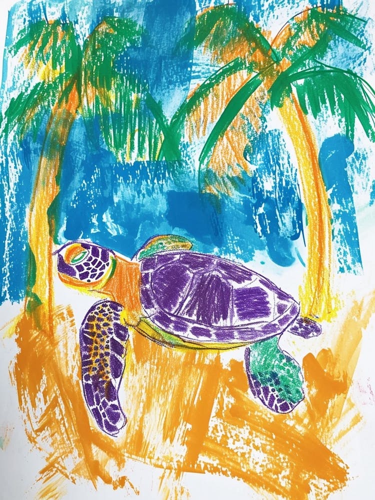 Sea Turtle Palm Tree Scribble 2