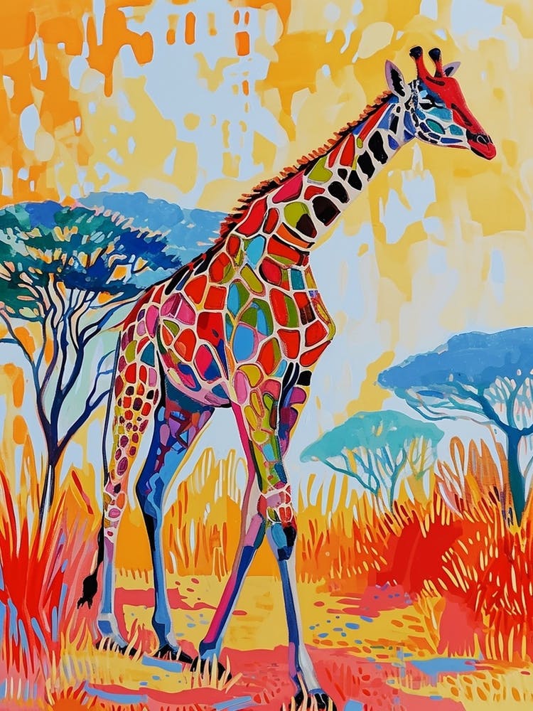 Geometric Watercolour Style Giraffe 3