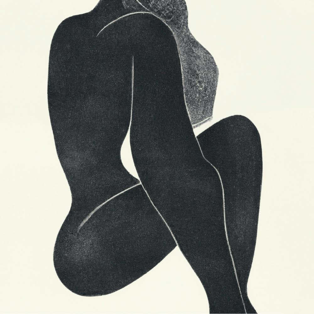Minimalist Nude Female Figure – Abstract Monochrome Art