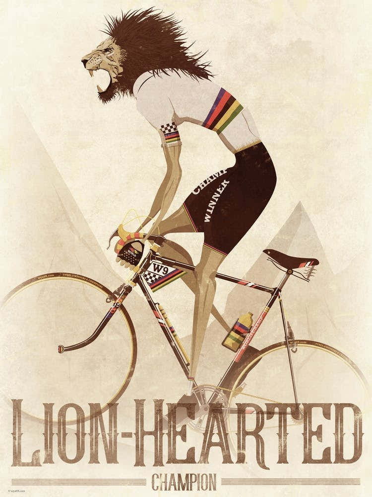 Lion Hearted Vintage Style Cyclist