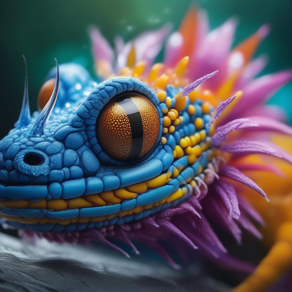 Colorful lizared in a forest