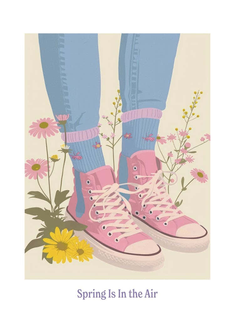 Spring In In The Air Pink Sneakers And Flowers 7