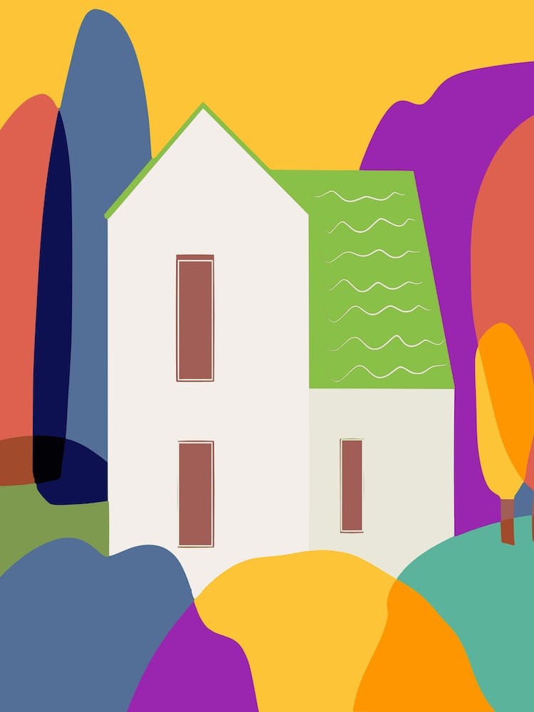 The Green Roof Cottage In Sunset