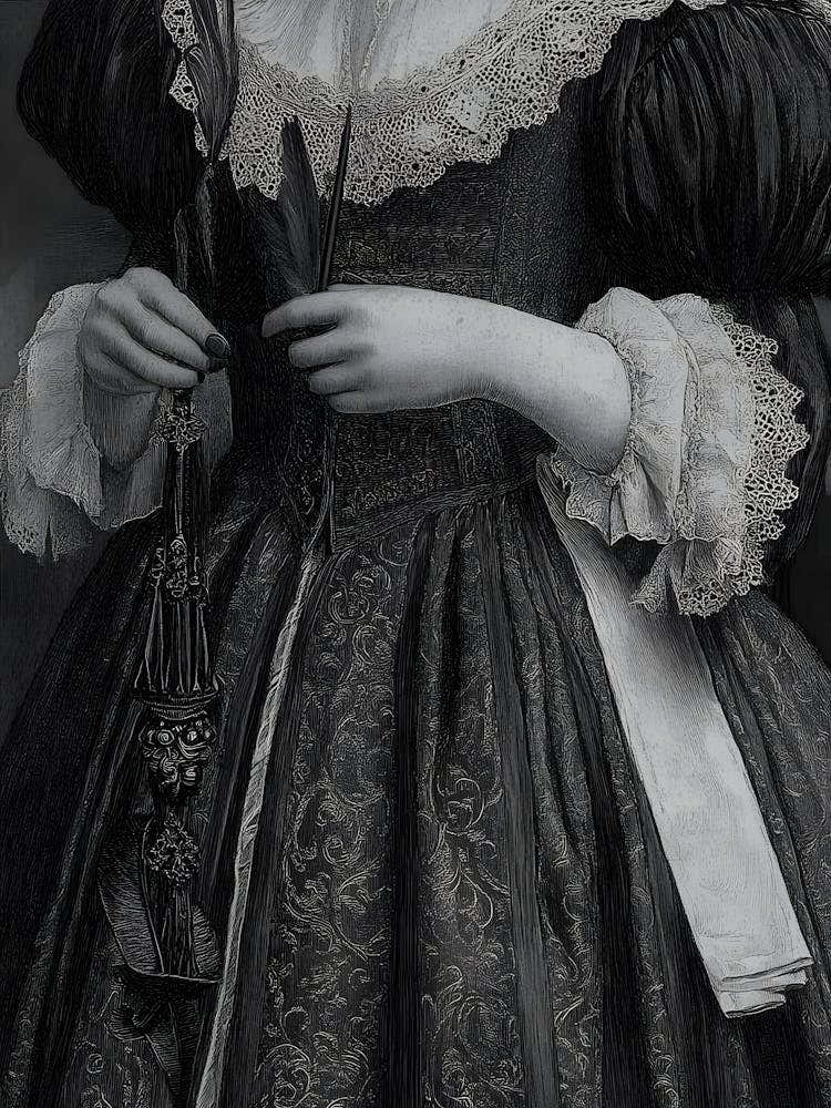 Lady In Black And White
