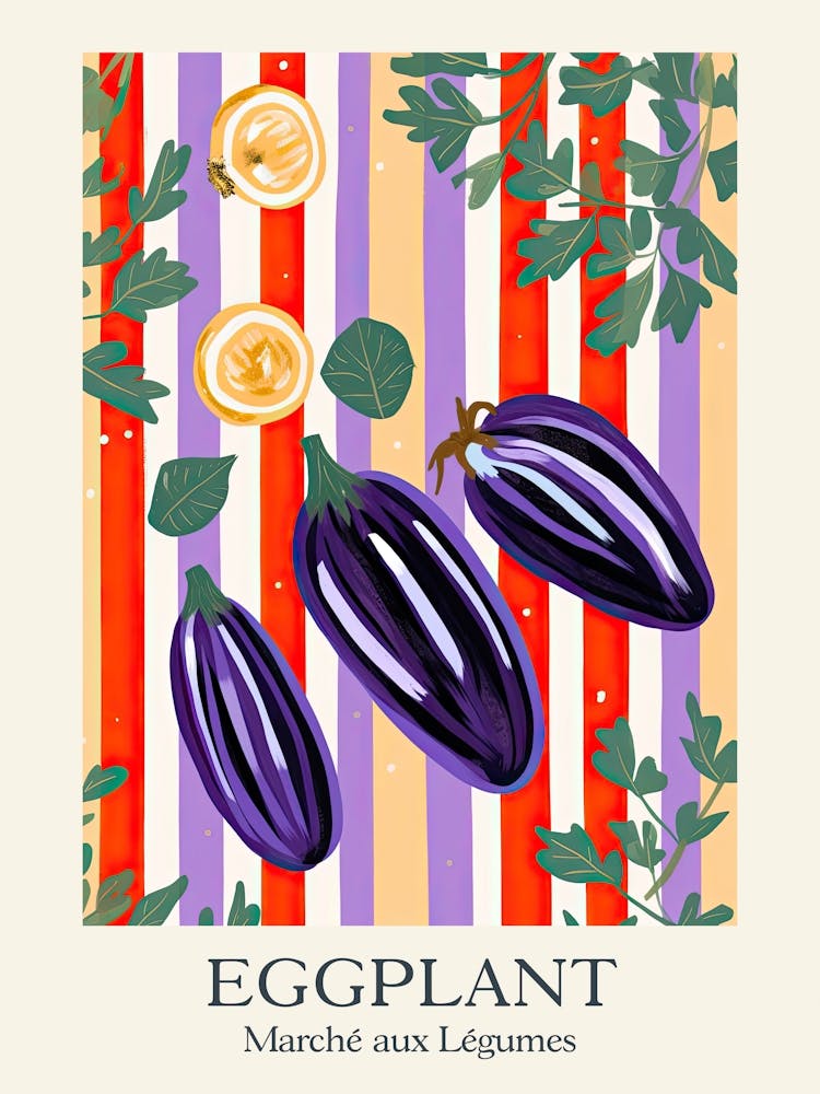 Marche Aux Legumes Eggplant Summer Illustration 2