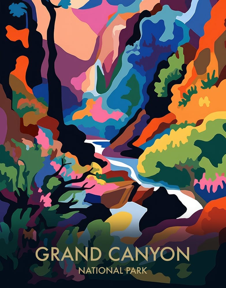 Grand Canyon National Park Matisse Style Vintage Travel Poster 3